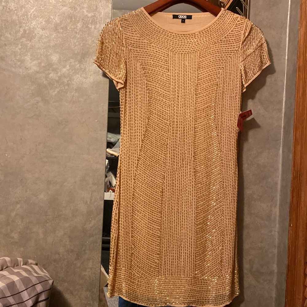 ASOS Gold Textured Dress - Picture 5 of 13